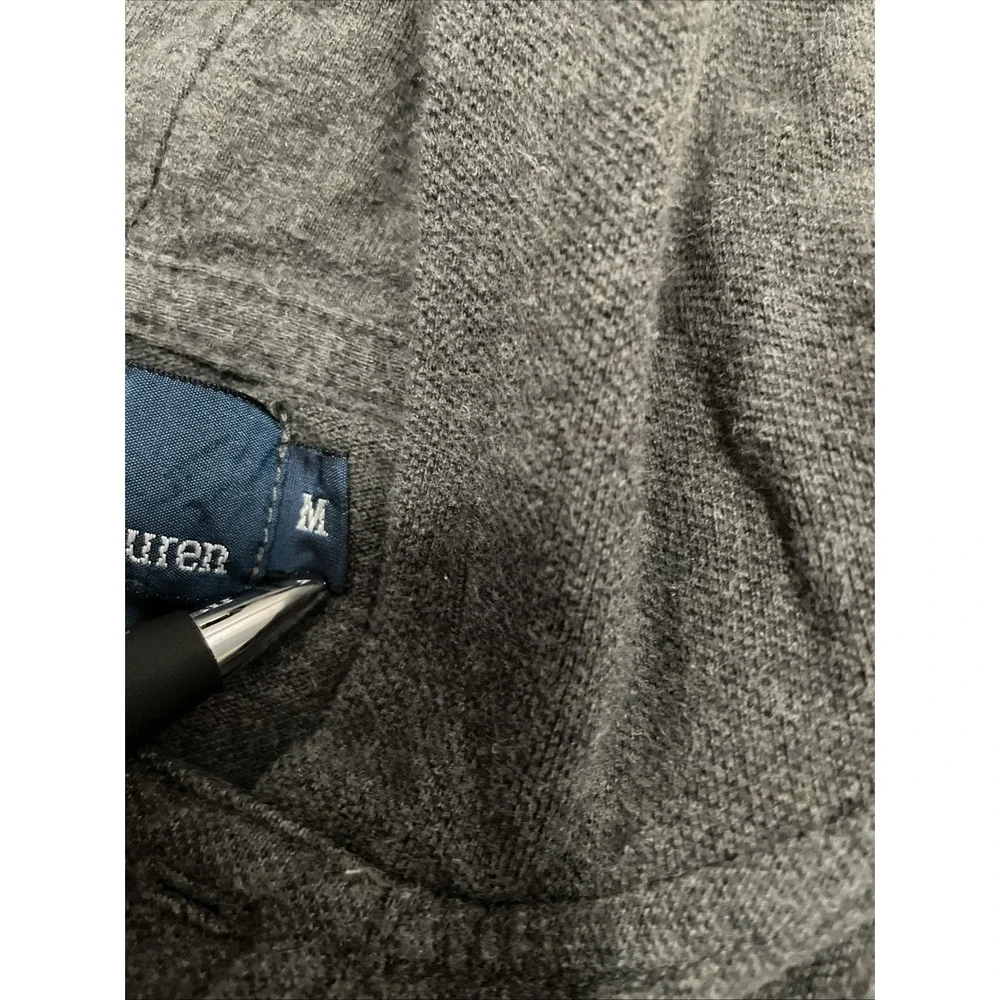 Polo Ralph Lauren Hooded Polo Shirt Mens Medium Pullover Gray Cotton